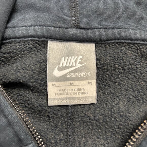Nike Sportswear Womens Zip Up Hoodie Black Sz M Big Swoosh Spellout - Picture 4 of 8